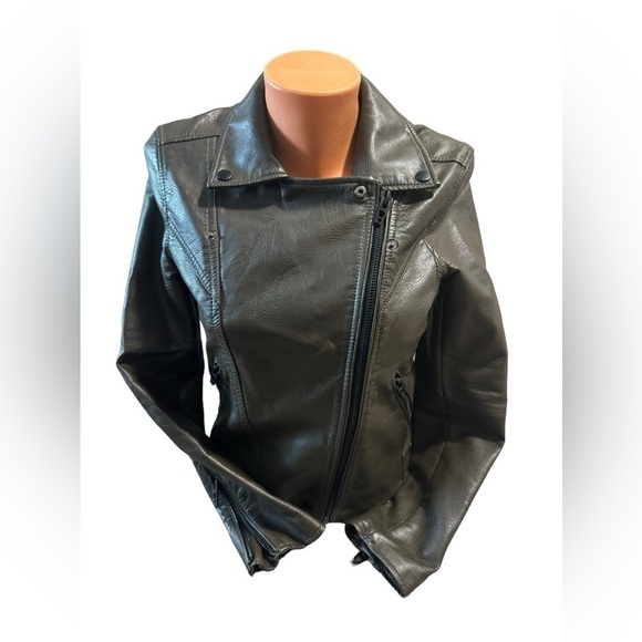Blank NYC Dark Gray Faux Leather Moto Biker Jacket Size XS Nordstrom Zipper - Picture 2 of 13